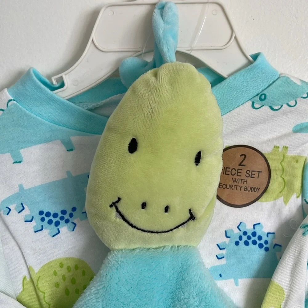 Chick Pea Baby Footed Coverall Onesie Bodysuit & Security Buddy 2-Piece Set